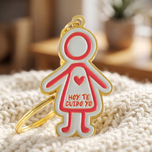 Porte-clés en alliage de zinc doré en forme de poupée, avec logo émaillé et slogan espagnol, personnalisé, pour <span class=keywords><strong>cadeau</strong></span> d'appréciation pour infirmières - Product Image 2