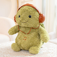 Peluche tortue avec casque audio et note de musique orange, OEM ODM, pour décoration intérieure, cadeaux pour enfants et oreiller de sommeil