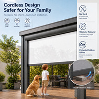 Store banne extérieur compact coupe-vent pour balcon, avec système zip, idéal pour appartement, condo et vie en ville