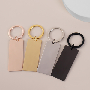Hình chữ nhật Bạc tăng vàng đen Keyring tùy chỉnh khoảng trống khắc biểu tượng Dải thanh tự làm thép không gỉ kim loại gương đánh bóng Keychain - Product Image 3