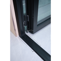 Porte extérieure étanche AMJ NFRC, porte patio extérieure noire en aluminium pliable avec cadre en verre, porte pliante à double battant
