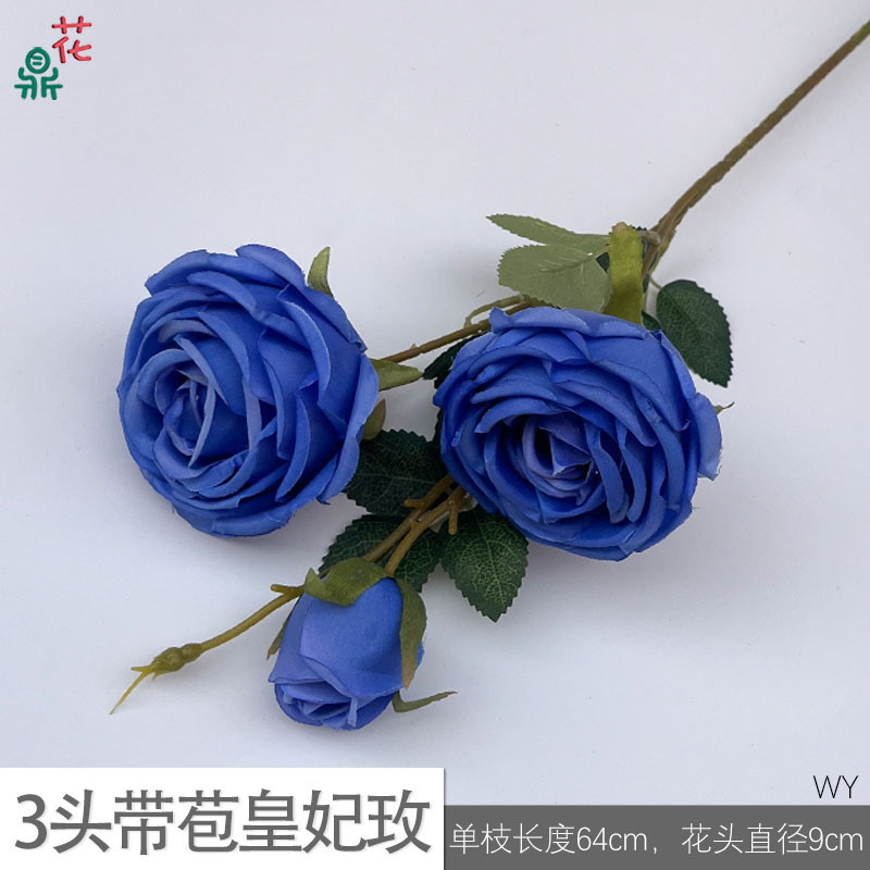 Rose royale WY à 3 têtes, bleu profond