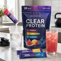 Private Label Clear Whey Protein Isolate Poeder Variatiepakket 18 Enkelvoudige Porties Watermeloen Aardbei Limonade Blauwe Framboos