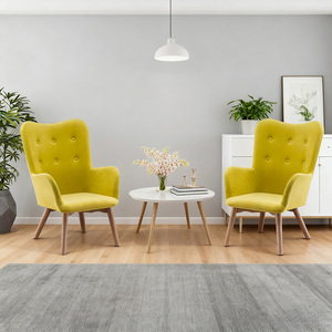 Moderne Gele Fluwelen Accent Fauteuil <span class=keywords><strong>Wingback</strong></span> Getufte Vrijetijdsstoel Met Houten Poten En Armleuningen Voor Woonkamer Slaapkamer Kantoor - Product Image 3