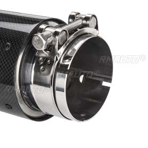 Punta de escape universal de fibra de carbono negro brillante de 80 mm de entrada y 101 mm de salida para silenciador de coche - Product Image 5
