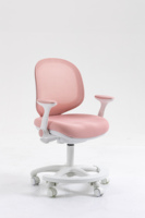 Chaise de travail pour enfant en maille rose, chaise pivotante ergonomique réglable en hauteur pour enfants avec roulettes silencieuses antidérapantes