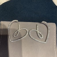 Creux grand coeur boucle d'oreille exquis strass pêche amour coeur boucles d'oreilles femmes tempérament brillant boucle d'oreille fille bijoux