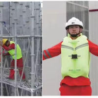 Combinaison de sécurité avec airbag portable, protection contre les chutes, vêtements de travail pour travaux en hauteur de 2 à 9 m, déclenchement 0,08 s, airbag rechargeable OPW