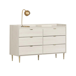 Commode à 6 tiroirs avec plateau en MDF de 36'' H x 57'' L, glissières métalliques, poignées en laiton, garantie 5 ans, idéale pour chambre principale - Product Image 1