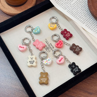 Porte-clés Cœur Ours Mignon avec Pendentif Lettre, Breloques de Sac pour Téléphone, Écouteurs, Sac à Dos, Décoration, Cadeau Doux, Accessoires de Porte-clés