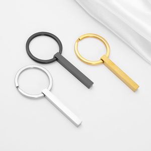 Porte-clés en acier inoxydable personnalisé avec logo, minimaliste, en métal vierge pour gravure, cadeau d'entreprise personnalisé, vente en gros - Product Image 2