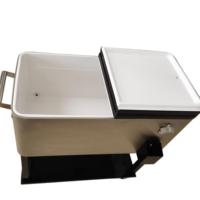 Chariot isotherme vintage 73L en métal, glacière à roulettes pour la pêche, garde le froid