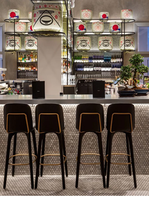 Tabouret de bar sur mesure de style industriel moderne, de haute qualité, avec structure en bois massif, pour restaurant, café, hôtel