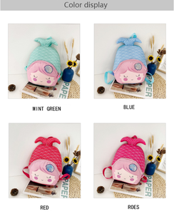 Bonita mochila preescolar de sirena 3D para niñas pequeñas, mochila escolar de poliéster impermeable <span class=keywords><strong>en</strong></span> rosa con cierre abierto para niños pequeños - Product Image 6