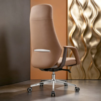 Chaise de bureau de direction en cuir artificiel, dossier haut, ergonomique, pour PDG, directeur, bureau