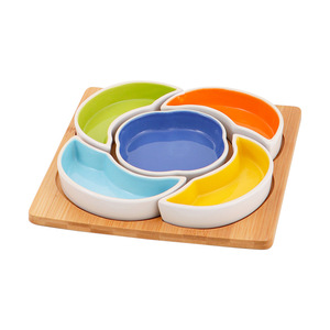 Platos de Cerámica Coloridos de Estilo Clásico para Servir <span class=keywords><strong>Tapas</strong></span>, Aperitivos, Salsa de Soya, Bandeja de Bambú Ecológica para el Hogar, Hoteles y Fiestas - Product Image 2