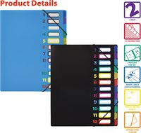 Carpeta de Archivos Expandible con 24 Bolsillos Transparentes y 12 Pestañas de Colores, Tamaño Carta, Capacidad para 300 Hojas, Organizador de Archivos para Proyectos