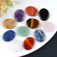 22x28mm Personalizar Carta Grabada Natural Curación Cristal Pulido Oval Palma Piedra Preocupación Piedra Reiki Suministro Yoga Meditación Regalo
