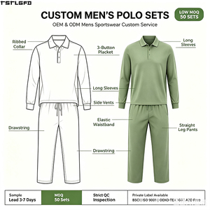 Ensembles de polos à manches longues avec logo personnalisé, en coton piqué lourd, pour hommes, vêtements d'extérieur, fabricants de vêtements, vente en gros - Product Image 1