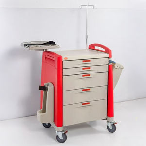 Ziekenhuis noodkar met 5 laden, gegalvaniseerd plaatstaal, mobiele <span class=keywords><strong>trolley</strong></span> voor medische intensivatie - Product Image 2
