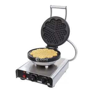 Machine à gaufres et crêpes électrique professionnelle en acier inoxydable en forme de cœur pour restaurants, commerces alimentaires, usage commercial, 5 pièces - Product Image 1