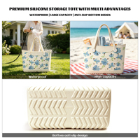 Sac à bandoulière carré en EVA imperméable personnalisable, couleur unie, sac fourre-tout léger en maille, sac à main ouvert, résistant aux taches, sac de plage