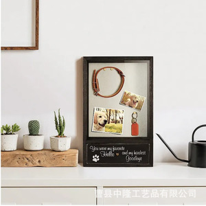 Pet Photo <b>Frame</b> Wooden Wall Mounted Dog Collar Storage Memorial Box Animal Urn Rectangle Digital Printing - Product Image 2
