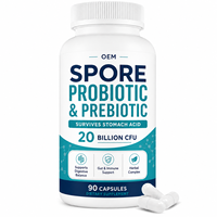 OEM ODM Probiotique à base de spores de Bacillus Coagulans et Subtilis avec prébiotique Inuline FOS en capsules pour l'équilibre de la flore intestinale