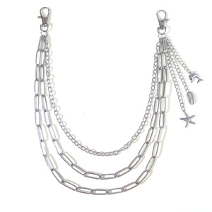 โซ่คล้องกางเกงโลหะหลายชั้นลายทะเล พร้อมจี้รูปปลาดาว เปลือกหอย และโลมา ทำจากโลหะผสมสังกะสี เหมาะสำหรับใส่ในชีวิตประจำวัน - Product Image 5