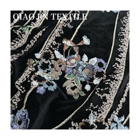 Haut de gamme velours tridimensionnel Sequin perle Tube broderie tissu PE enduit moderne filles robe de mariée danse Costume sac