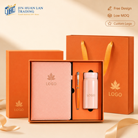 Ensemble cadeau d'entreprise personnalisé avec logo, 3 pièces : carnet en cuir PU, stylo métallique et tasse de voyage isotherme, boîte cadeau haut de gamme