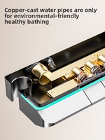 Ensemble de douche carré en cuivre véritable, localisé, pour usage domestique, avec contrôle de température constante, affichage numérique et éclairage d'ambiance