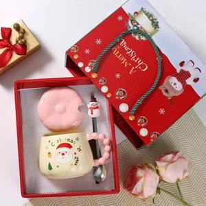 FX Christmas Gift Mug Gift <b>Set</b> Creative Santa Claus Cartoon Christmas <b>Bone</b> <b>China</b> Mug High-Temperature Resistant Gift with Lid - Product Image 2