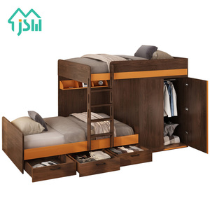 Meubles de Chambre À Coucher modernes Adultes Stockage <span class=keywords><strong>Lit</strong></span> Superposé En Bois avec <span class=keywords><strong>Armoire</strong></span> - Product Image 6