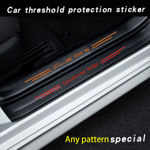 4 Uds logotipo UV Umbral de puerta de coche pegatinas antigolpes <span class=keywords><strong>3D</strong></span> fibra de carbono DIY pasta Protector tira Umbral de coche decoración de pedal de bienvenida - Product Image 3