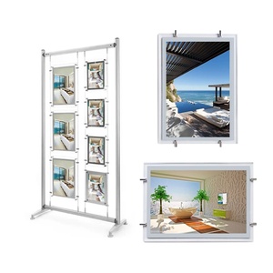 Advertising Slim Acrylic Magnetic <b>Led</b> <b>Light</b> <b>Box</b> Cable Hanging Bright Edge A3 Size Real Estate Window Display <b>Light</b> <b>Box</b> - Product Image 2