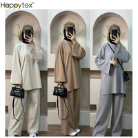 Ensemble deux pièces confortable pour femmes musulmanes, style Moyen-Orient, Dubaï, Turquie, doux, uni, ample, vêtements de prière, tenue décontractée quotidienne, printemps