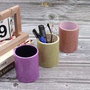 Porte-stylos créatif en cuir coloré, organiseur de cosmétiques de bureau, porte-stylos scintillant (Dropshipping disponible) - Product Image 1
