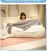 Peluche de Ballena de Algodón Refrescante de Seda de Hielo, Animal Marino de Peluche, Almohada Suave para Abrazar, Muñeco para Dormir, Regalo de Verano Unisex