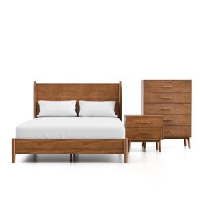 Ensemble de chambre à coucher King Size moderne du milieu du siècle <span class=keywords><strong>avec</strong></span> 5 tiroirs, <span class=keywords><strong>coffre</strong></span> et cadre de lit et nuits - Product Image 2