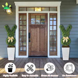 Artificial Easter Decor Adorável Coelho Em Forma de <span class=keywords><strong>Topiary</strong></span> Árvores com Big Yellow Bow Buxo Alto para Casa Garden Porch Party Decor - Product Image 3