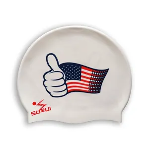 Cuffia da Nuoto Impermeabile in Silicone 100% Alimentare, Ecologica, con Bandiere Nazionali, per Adulti - Product Image 1