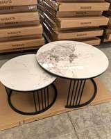 Ensemble de tables basses gigognes intelligentes en MDF multicolores, gain de place, surface aspect marbre, facile à nettoyer, mobilier de salon