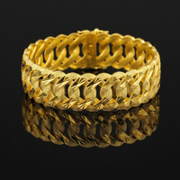 Z H Bracelet unisexe classique et tendance, plaqué or 24 carats, motif étoile géométrique sculpté, version large de 20 mm, vente en gros, best-seller