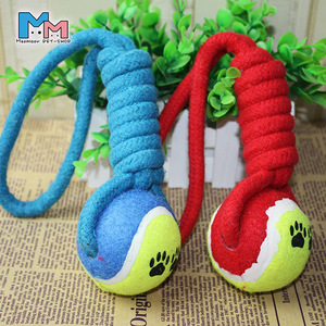 Sunraymascota 2025 New Arrival Clean Teeth Interactive Training Chew Pet <strong>Tennis</strong> <strong>Ball</strong> Rubber <strong>Rope</strong> <strong>Dog</strong> Tug <strong>Toy</strong> - Product Image 4