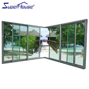 Hurricane NFRC <span class=keywords><strong>NOA</strong></span> AS2047 Revestimiento en polvo estándar Doble vidrio Perfil <span class=keywords><strong>de</strong></span> aluminio Puerta corredera Puertas <span class=keywords><strong>de</strong></span> impacto <span class=keywords><strong>de</strong></span> esquina L personalizadas - Product Image 4