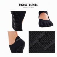 Chaussettes de yoga antidérapantes OEM personnalisées à cinq doigts, ouvertes à l'arrière, avec soutien de la voûte plantaire, pour Pilates, ballet, en coton, antidérapantes, pour femmes, vente en gros pour le sport