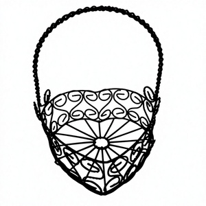 Panier de rangement en fil métallique en forme de cœur avec motif festonné et poignée en fil torsadé, vente en gros directe d'usine OEM ODM - Product Image 1