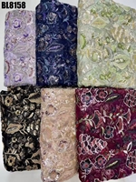 Tissu en dentelle brodée à la main avec fleurs et sequins, tissu en dentelle perlée pour robes de mariée et de soirée pour femmes colombiennes