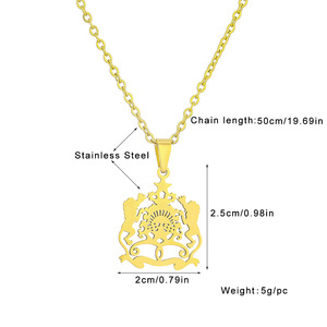 Colliers en acier inoxydable émaillé avec emblème national du Maroc, plaqués or 18 carats, pendentif drapeau <span class=keywords><strong>marocain</strong></span>, vente en gros - Product Image 4